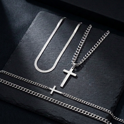 Men's Silver Chain & Bracelet Set
